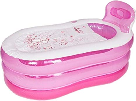 Berkalash Bañera inflable portátil para adultos, bañera inflable plegable de PVC para adultos, bañera de aire soplado antideslizante, bañera caliente SPA (rosa)