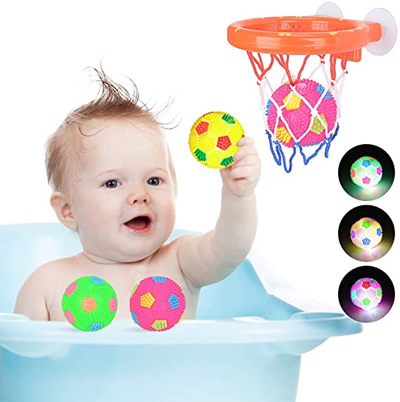 MMTX Juguetes de Baño para Bebés con 3 Pelotas LED Flotante de Agua para Bañera Hoop Luz Parpadeo Jueguete Regalo para Niños Ducha Baño Piscina para 1 2 3 4 5 Años Bebé Niño Pequeño