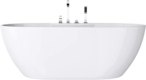 doporro Bañera independiente diseño Vicenza605 170x80x60cm bañera acrílica en blanco con válvula de desagüe rebosadero y conexiones - DIN