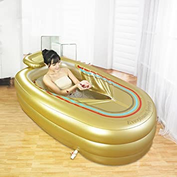 Bañera inflable más gruesa para adultos, tubo de plástico para bañera (dorado)